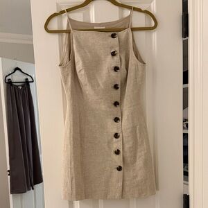 Stylish Beige Button-Front Mini Dress